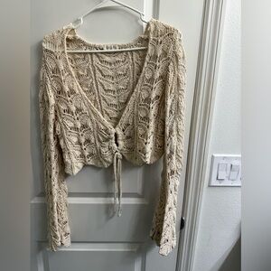 ILLA ILLA Beige Crochet Knit Top